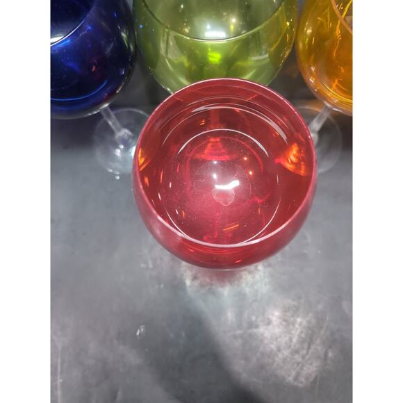 Hand Blown Balloon Wine Glasses, Vintage Cocktail Goblets, Mid-Century Stems‎ - Picture 6 of 9